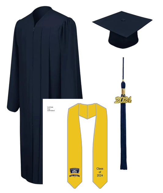 Coppin Academy Cap, Gown, Tassel, Custom Stole Package Add Student Name in Contact Name